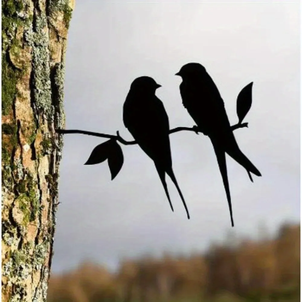 Árbol de Metal, simulación de arte, siluetas de pájaros, adorno, rama de pájaro, decoración artística de pared de Metal para decoración de jardín y patio - imagen 2