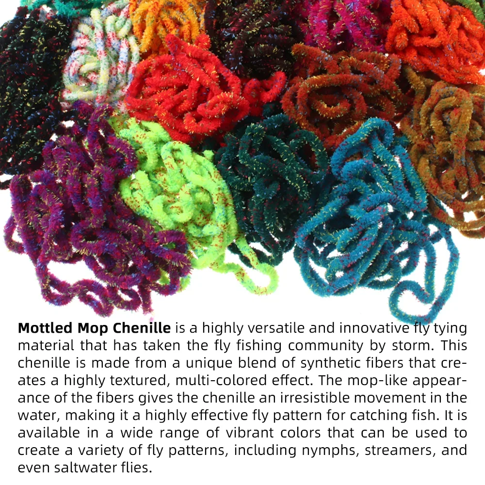 Wifreo 3M atado de moscas fregona moteada chenilla emergente Caddis Ninfa lanoso Bugger Streamer moscas de agua salada trucha señuelo Material de fabricación - imagen 5