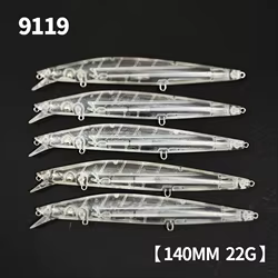 20 piezas Señuelos de pesca de pececillo en blanco sin pintar, 140mm, 22g, fundición larga, lubina, trucha, carpa, cebo Artificial, equipo Jerkbait