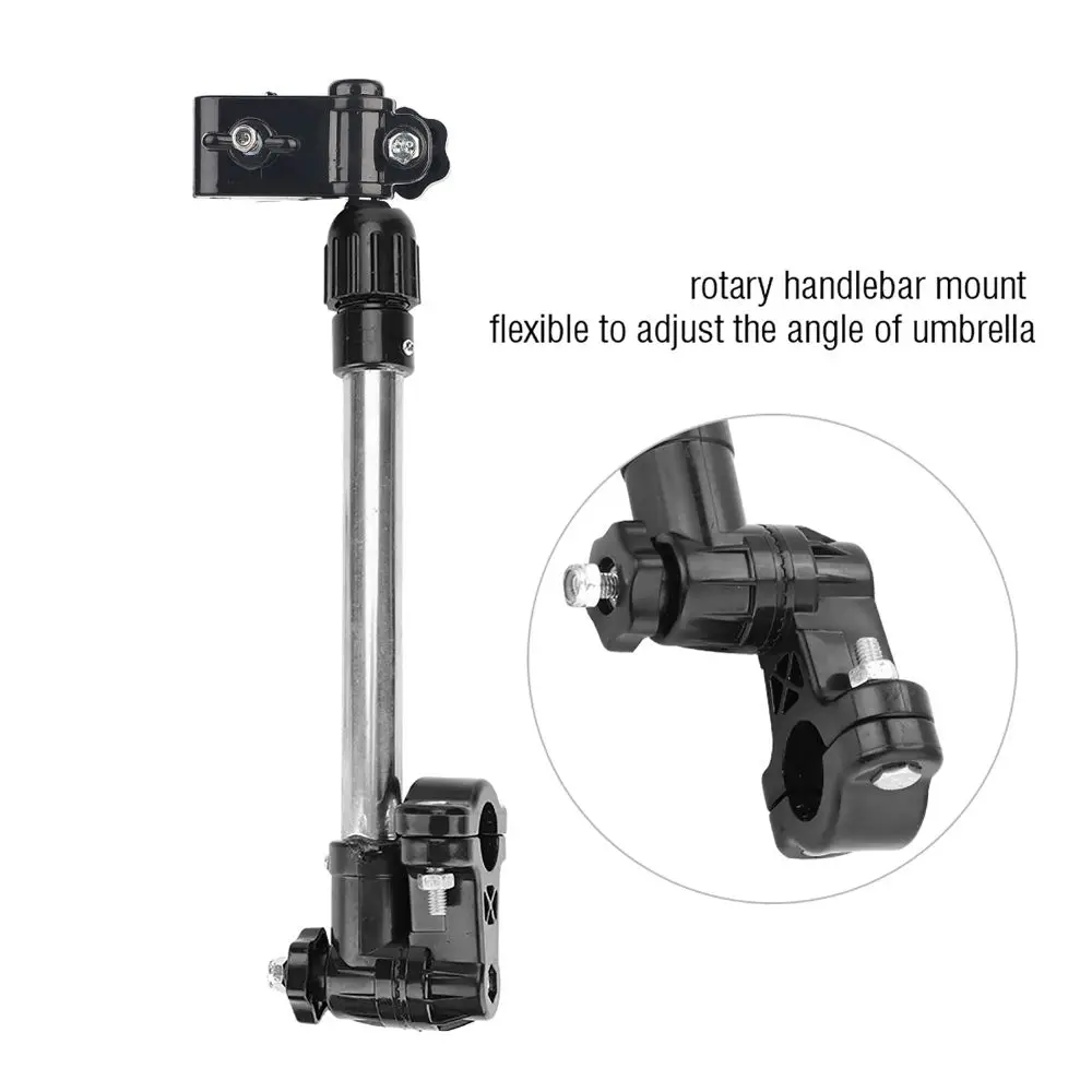 Soporte de paraguas ajustable ABS + acero inoxidable negro + soporte de extensión de paraguas plateado fácil de instalar resistente - imagen 4