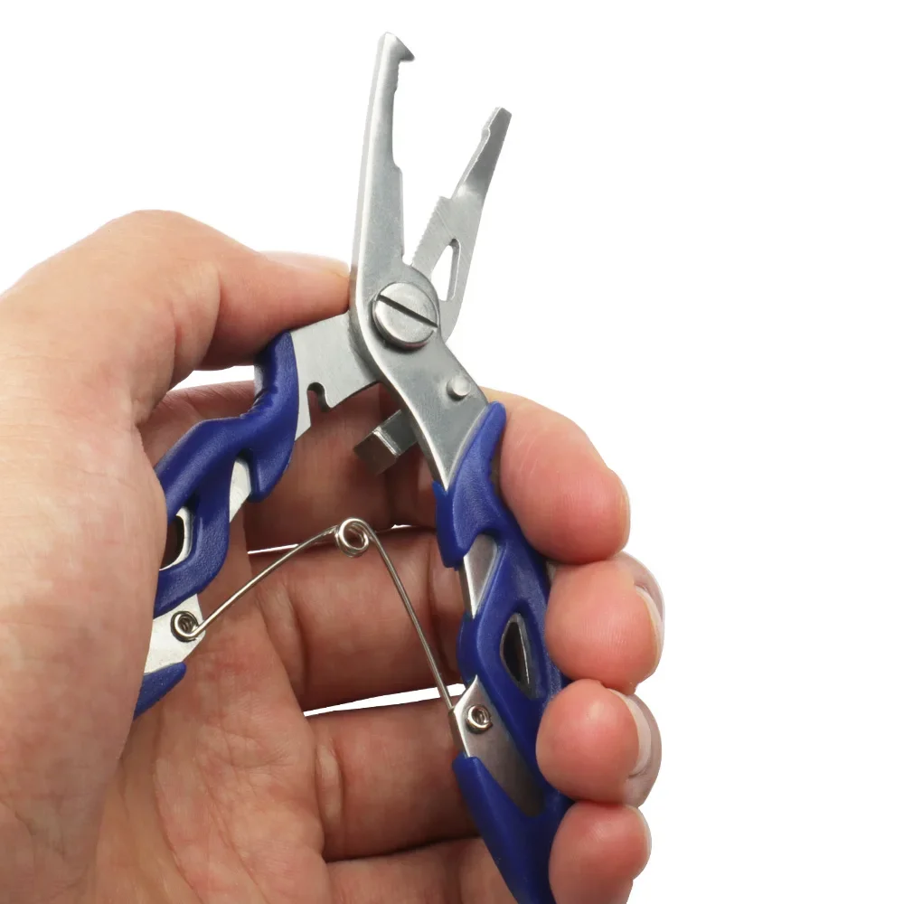 Alicates de pesca multifunción, tijeras, removedor de anzuelos, abridor de anillos divididos, herramienta de corbata de línea de corte, aparejos de cuerda elástica, juego de tacos, pinzas - imagen 5