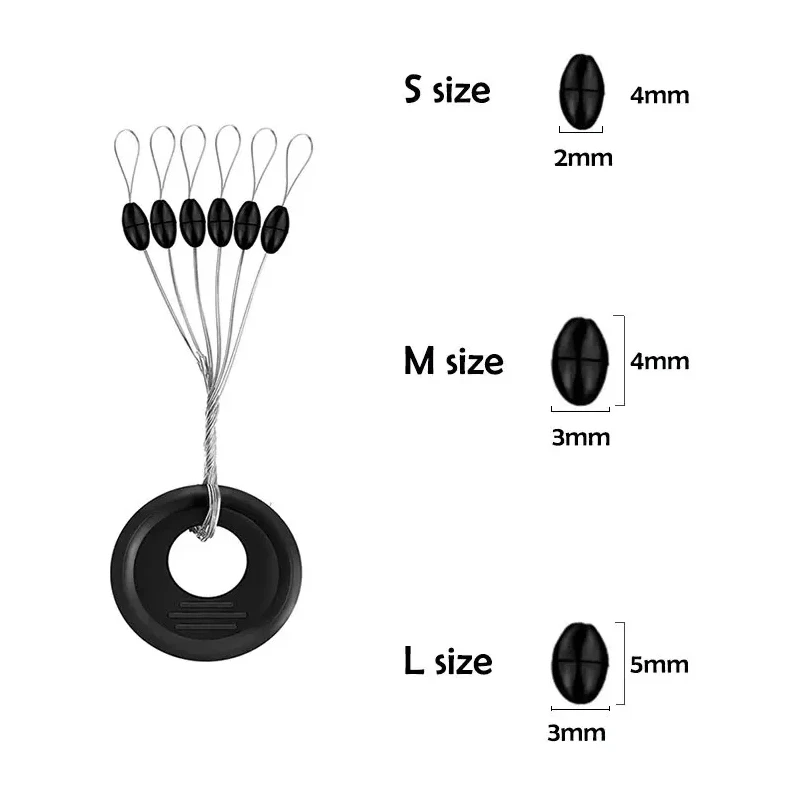 600 Uds 100 grupo de frijoles espaciales de goma tapón ovalado Bobber de pesca para accesorios de pesca con mosca cebo giratorio herramienta para peces - imagen 2
