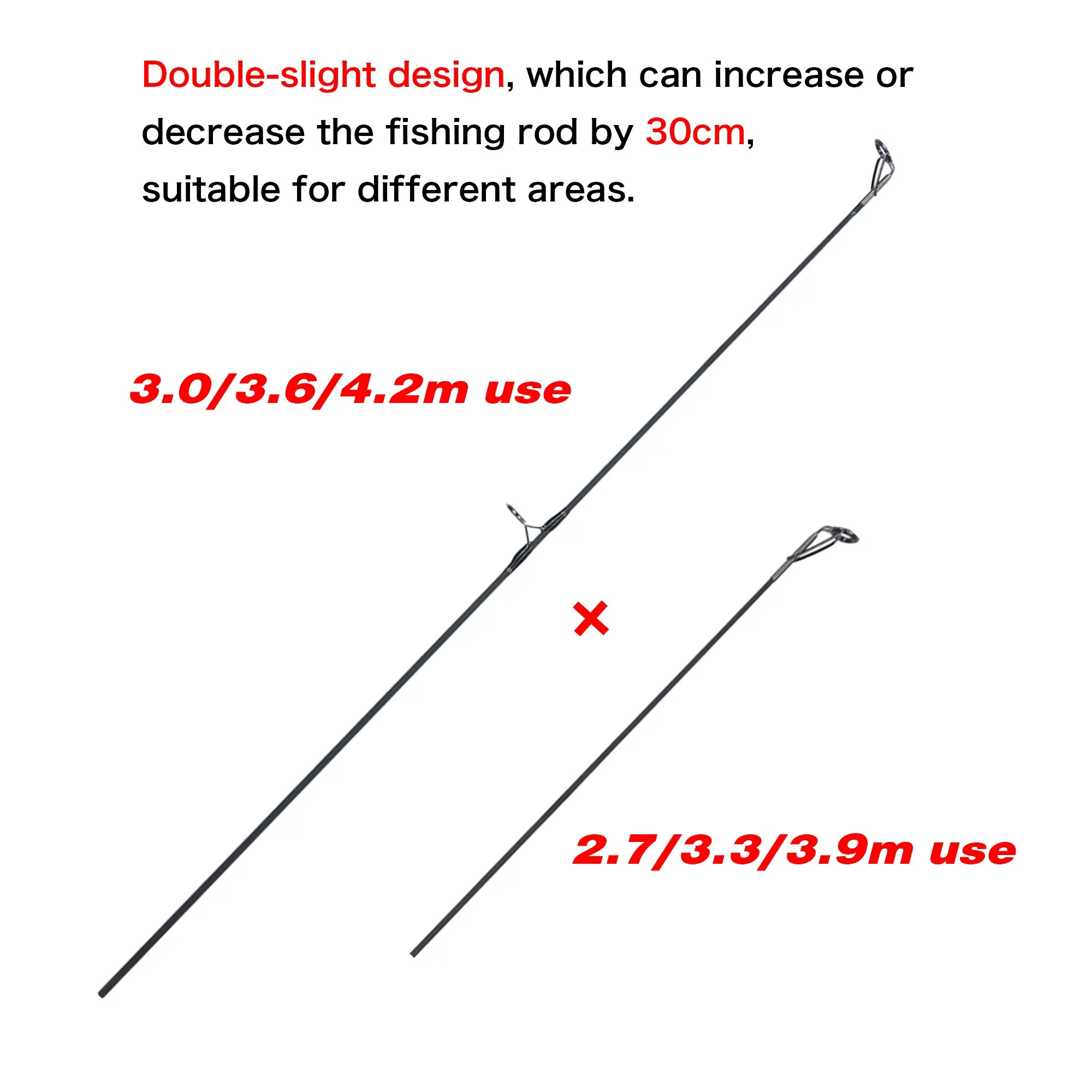 BIUTIFU-caña de pescar de carpa, 2 puntas, 3,5 lb, 7 secciones, 4,2/3,6/3,0 m, 30t, fibra de carbono, lanzamiento de viaje, 60-150m, caña giratoria de fundición a tierra - imagen 4