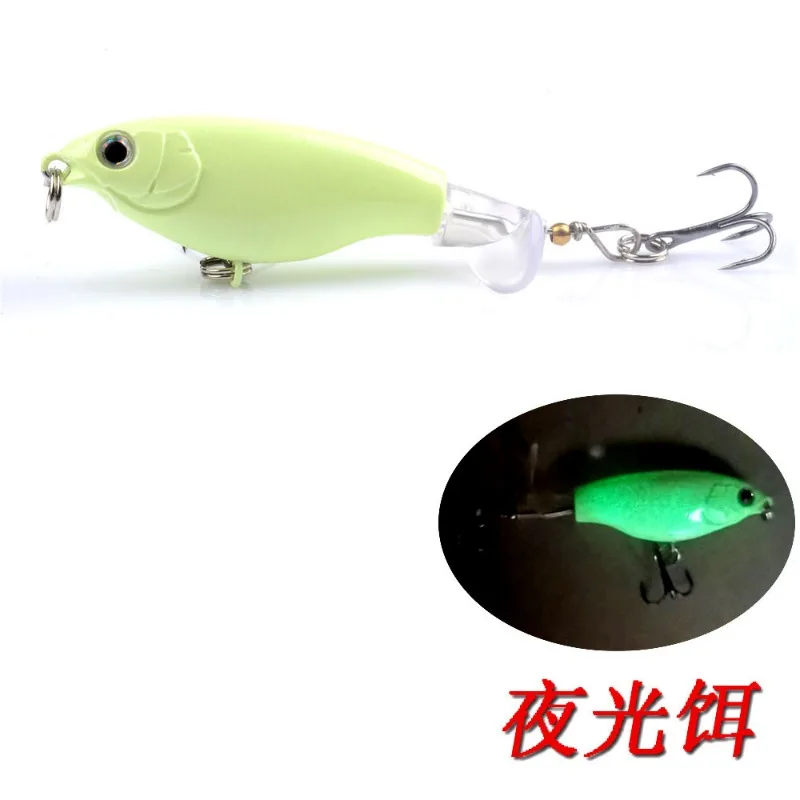 Señuelo de pesca Topwater, 2 uds., 7,5 cm, 6,5g, Whopper Popper Wobbler, cebo duro Artificial, Plopper de lubina, aparejos de pesca de cola giratoria suave - imagen 4