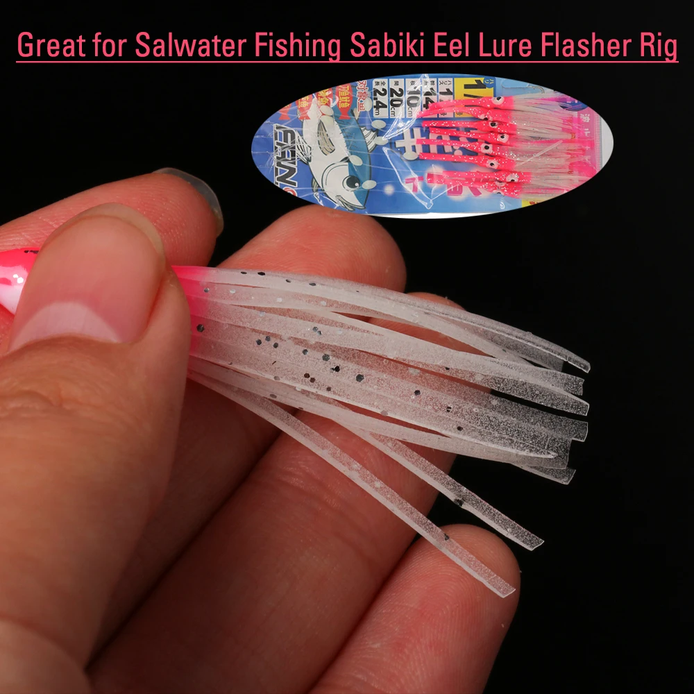 Wifreo-SEÑUELOS luminosos de mar Sabiki, anguila de pesca de boca larga con forma de aguja, falda de pulpo, señuelo de calamar, cebo de Jigging suave de agua salada, 10 piezas - imagen 5
