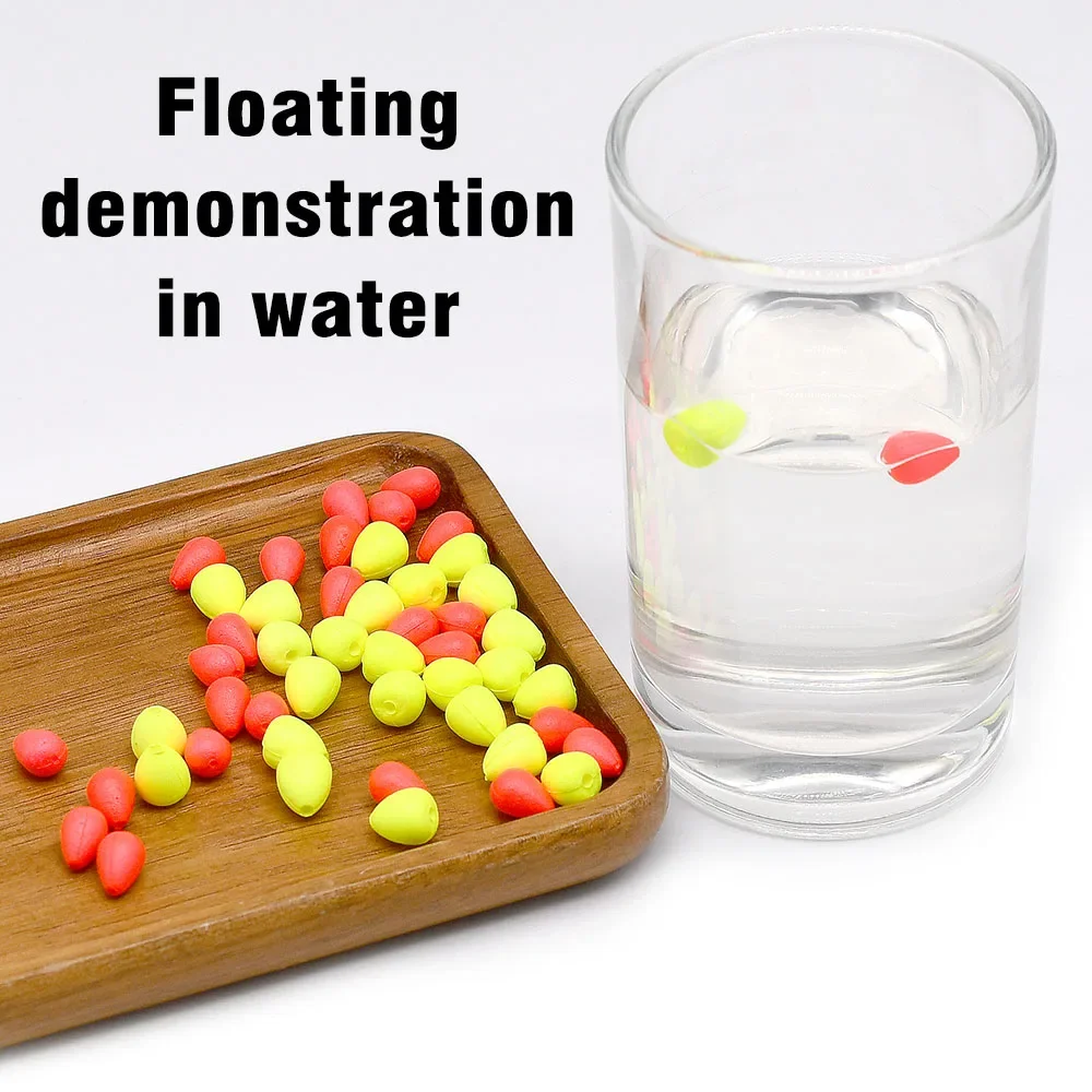 100 Uds. De frijoles de colisión llamativos, cuentas flotantes, cuentas rodantes superiores de plástico ovaladas gruesas, varios colores para pesca y Camping - imagen 3