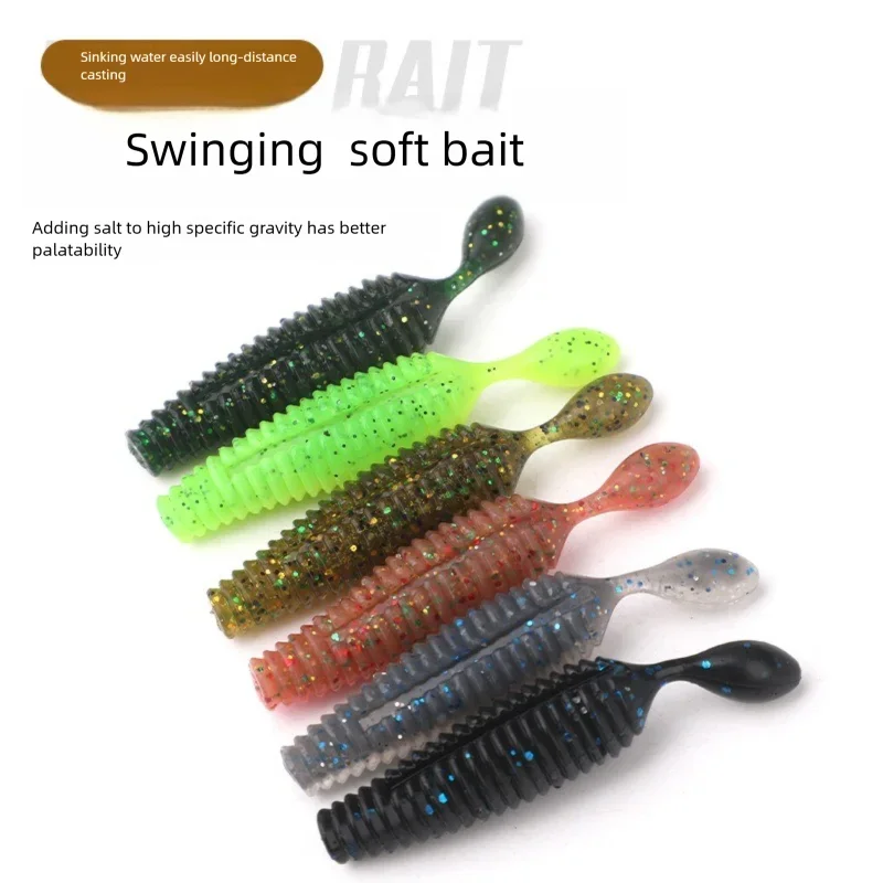 MUKUN-cebo de palo de 6cm, 4,2g, señuelos de plástico blando de peso pesado, cebo Artificial de gusano, señuelo de sábalo de silicona para pesca de lubina - imagen 5