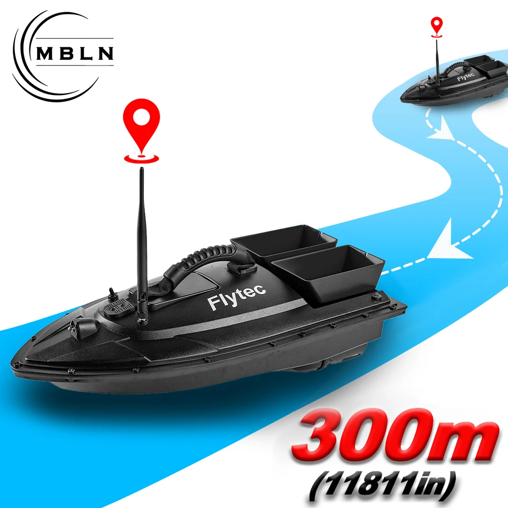 MBLN Barco de cebo RC para pesca de carpa, capacidad de 1,5 kg, tolva doble, alcance de 300 m, corrección de curso automático, advertencia de baja potencia - imagen 4