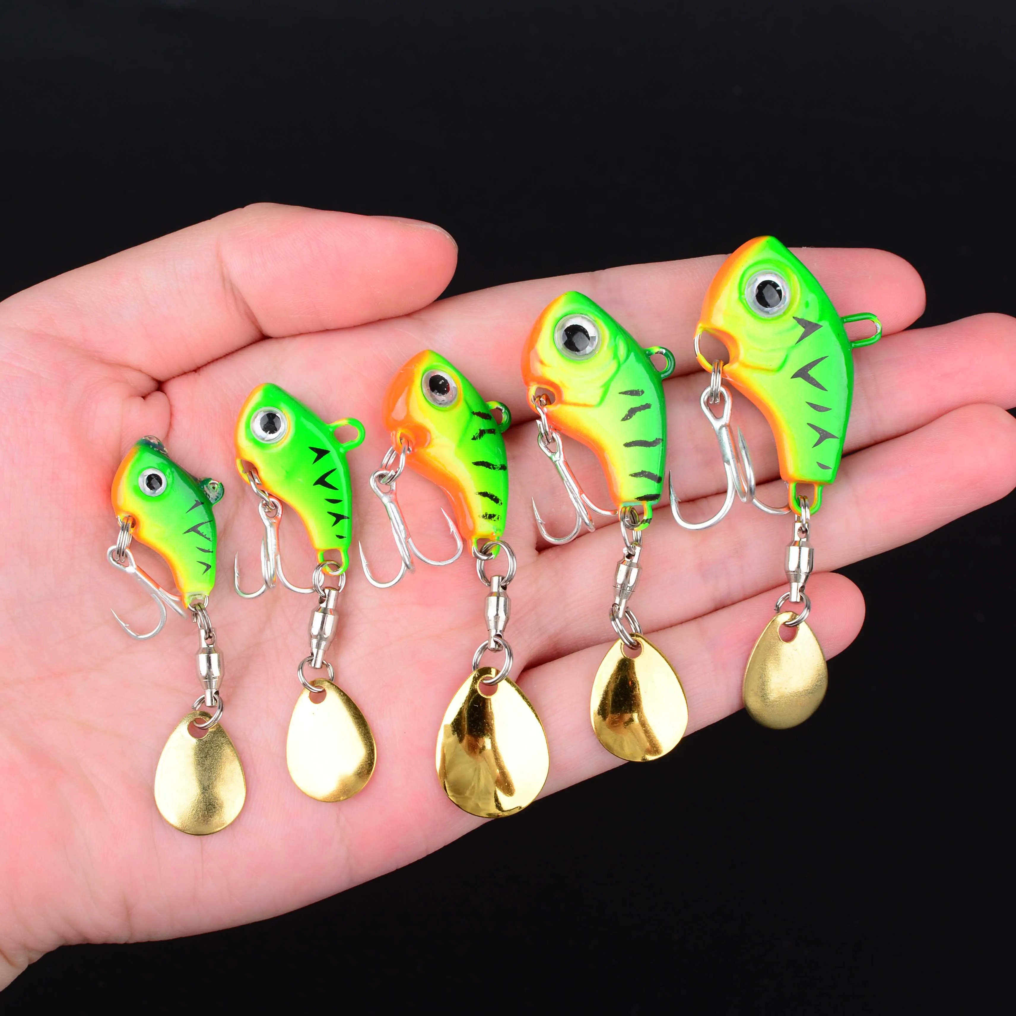 6 uds cebo vibratorio giratorio de Metal VIB, plantillas de Señuelos de Pesca con cuchara giratoria, cebos duros de Pesca de invierno para trucha, aparejos de Pesca - imagen 3