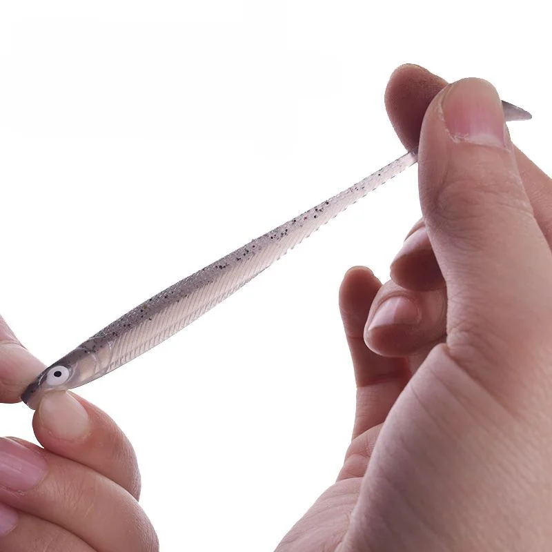 Señuelo de Pesca suave con ojos 3D, cebo de silicona, gusanos artificiales, cebos de goma, Lucio, pececillo, Wobblers, Swimbaits, aparejos de Pesca, 10 Uds./lote - imagen 3