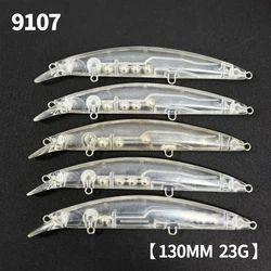 200 Uds. Señuelo de pececillo en blanco sin pintar 130mm 23g Topwater plástico flotante en blanco agua salada lubina trucha Pesca cebo de pececillo sin pintar