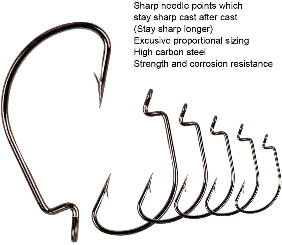 Sougayilang-anzuelos de pesca de acero de alto carbono, anzuelos de gusano, cebo blando, plantilla de pescado con caja de plástico - imagen 3