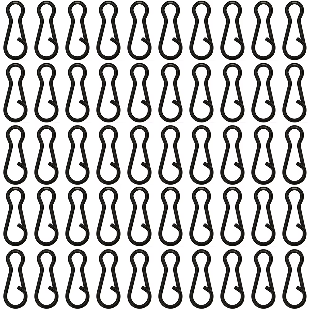50 unids/pack Pesca Snap Clip de Pin de acero inoxidable negro mate depósito europeo accesorios de grupo de Pesca de carpa aparejos herramienta Pesca