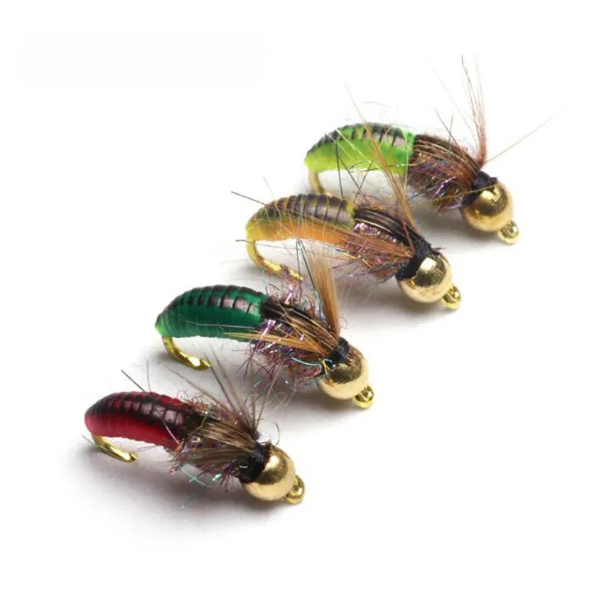 Mosca ninfa Scud con cabeza de latón para trucha - imagen 4