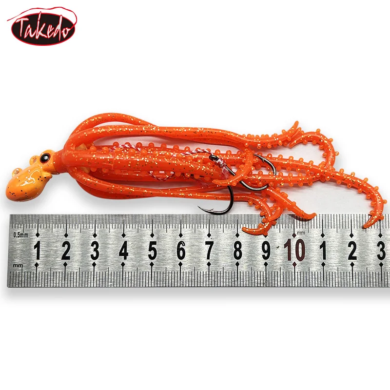 TAKEDO JJ02 20g pulpo suave falda TPR colores UV señuelo luminoso pesca en aguas profundas cebo de curricán atún hundimiento rápido ríos lagos - imagen 5