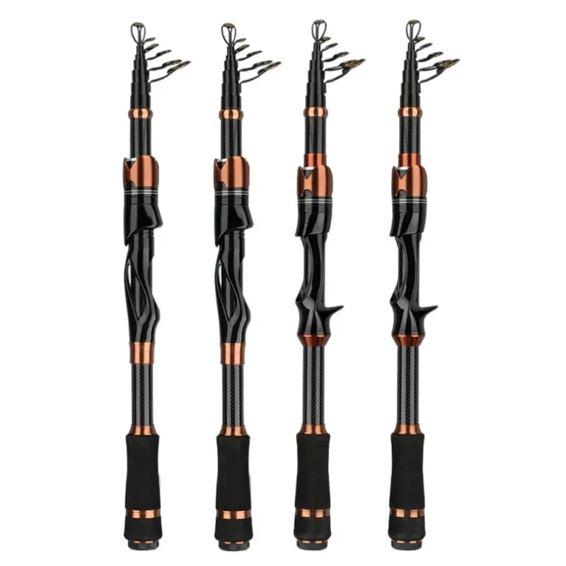 Caña de pescar telescópica de 1,8 m, 2,1 m y 2,4 m, caña de pescar giratoria de viaje de alto carbono, caña de pescar portátil antideslizante para pescador - imagen 3