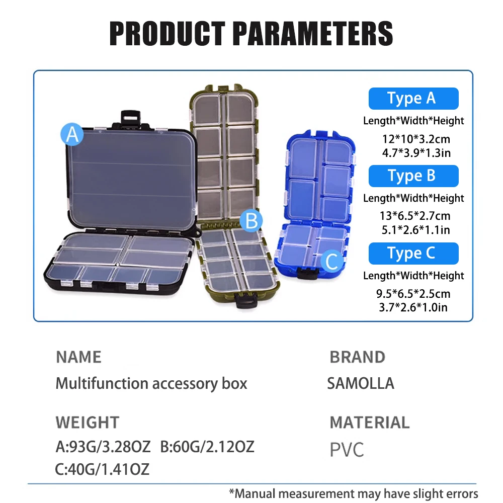 SAMOLLA 1pc Mini caja de aparejos de pesca impermeable con múltiples compartimentos para anzuelos, señuelos y cebos-pesca portátil - imagen 2