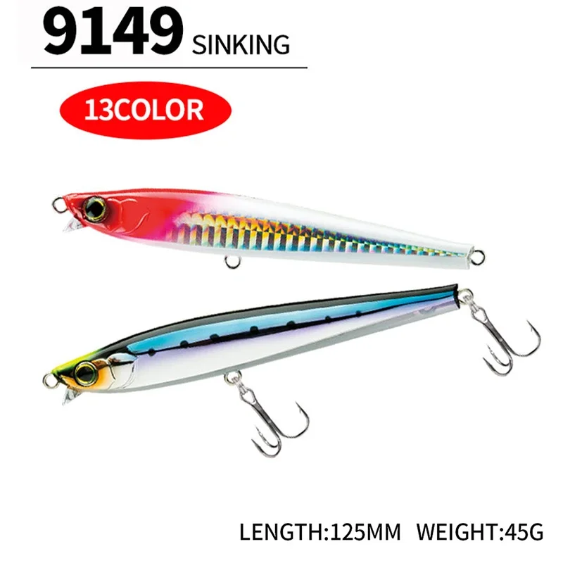 Señuelos de pesca tipo lápiz, cebo Artificial falso de 125mm y 45g, perca que se hunde, cebo duro para pececillos, accesorios de pesca de Lucio - imagen 2