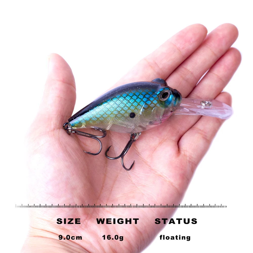 CCLTBA-Señuelos de Pesca Crankbait de aguas profundas, señuelos flotantes, sonajero, señuelo de lubina, aparejos de pesca, 9cm, 16g - imagen 2