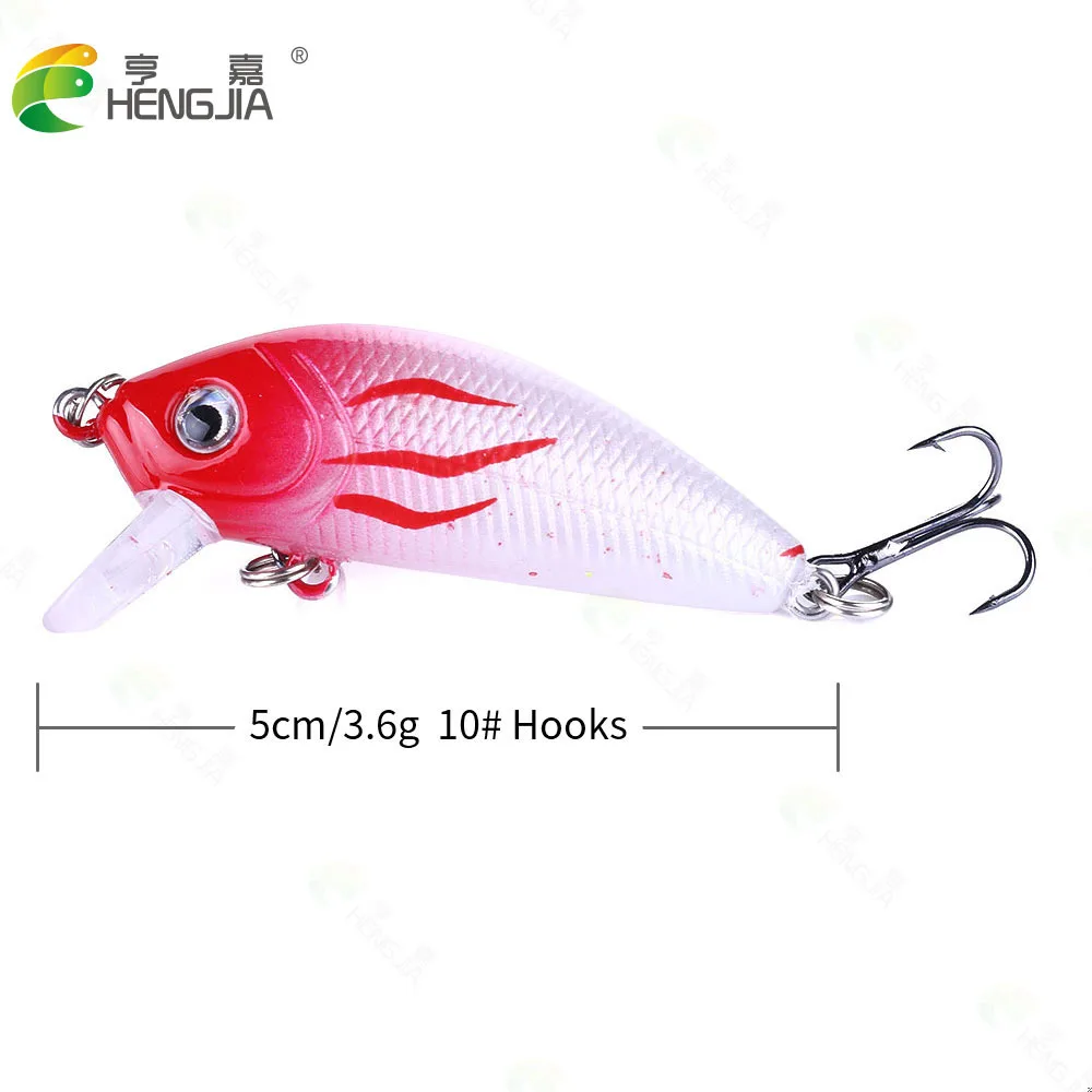 Señuelo de pesca Minnow, 50mm, 3,6g, ojos 3D, Crankbait wobbler, cebo duro de plástico Artificial, aparejos de pesca Topwater Luya - imagen 4
