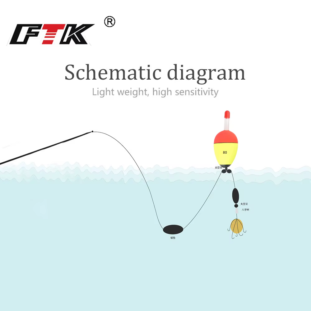 FTK 5 uds EVA luminoso pesca flotador nocturno palo de luz espuma plástico Bobber mar pesca en roca flotadores llamativos accesorios de pesca - imagen 3