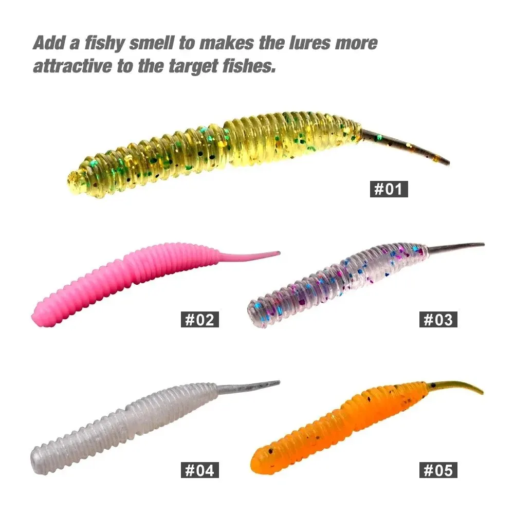 60 uds 1,2G/6Cm señuelo de Pesca Mini gusano suave camarón Jerkbait pez océano roca señuelo lubina suave olor a pescado Swimbait cebo suave Pesca - imagen 2