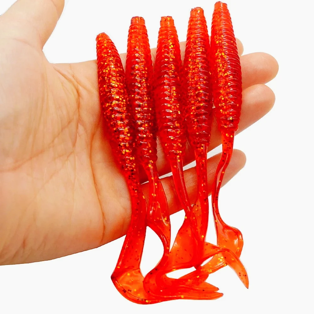 Señuelo de pesca de cola larga y rizada, 6g, 130mm, 6g, cebo suave, Swimbait de silicona Artificial, Jigging Wobblers para Lucio - imagen 4