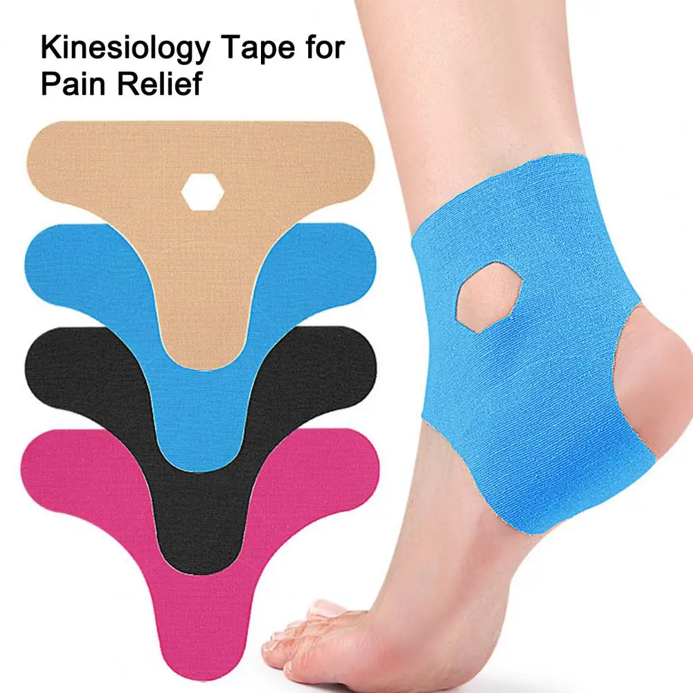 Cinta de kinesiología precortada para tobillo, cinta atlética elástica transpirable impermeable de algodón para aliviar el dolor, esguince de tobillo, soporte para ligamentos - imagen 3