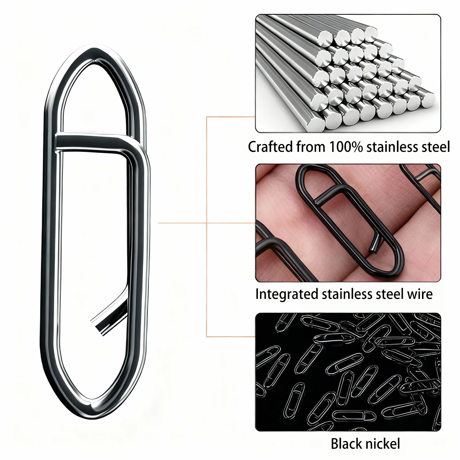 FishTrip 50 Uds Clip de presión de pesca de alta resistencia Clips de cambio rápido de acero inoxidable para agua dulce salada - imagen 5