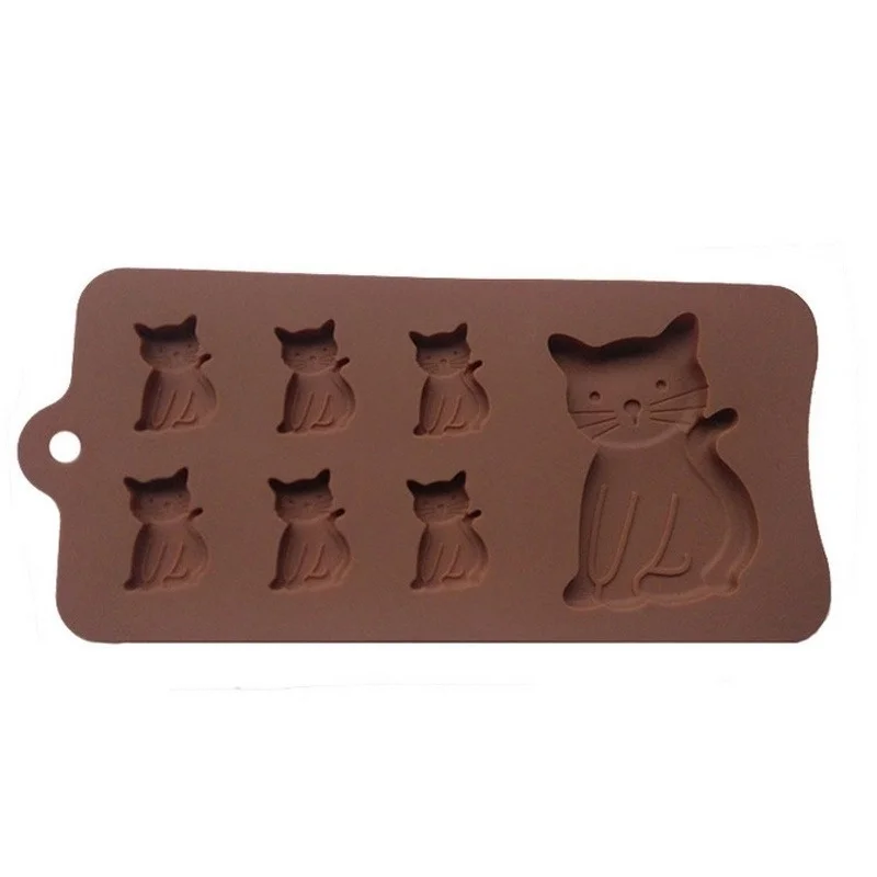 1 Uds molde de pastel de gato de silicona 3D galletas de gatito Fondant herramientas de horneado hechas a mano arcilla de resina molde de caramelo de Chocolate - imagen 3
