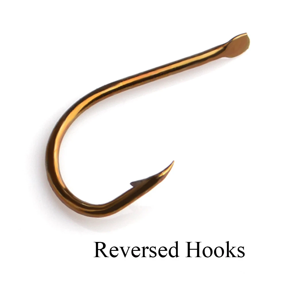 FISH KING 100 unids/lote anzuelos de pesca de cristal de bronce afilados planos de acero rico en carbono accesorios de pesca de carpa con púas - imagen 4