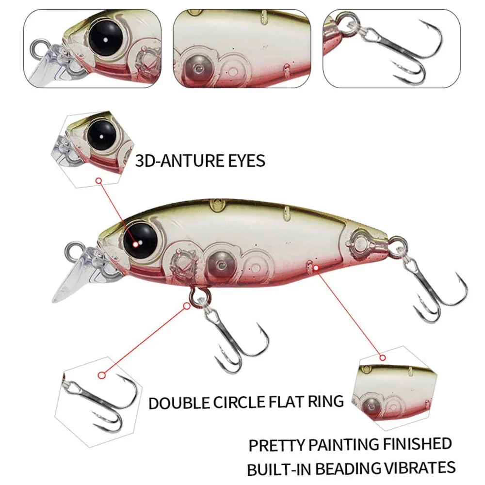 Señuelos de cebo subacuáticos para pececillos, 45mm, 4g, Wobblers artificiales de agua superior, Crankbaits, señuelos duros, accesorios de pesca fáciles de usar - imagen 5