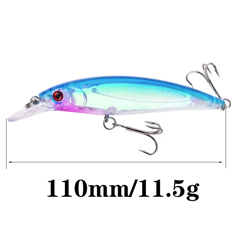 Señuelo de pesca Minnow, cebo de plástico duro, 11cm, 13,5g, ojos 3D, señuelos artificiales, Lucio, Wobbler para anzuelos de pesca de mar, Crankbaits, 1 ud. - imagen 2