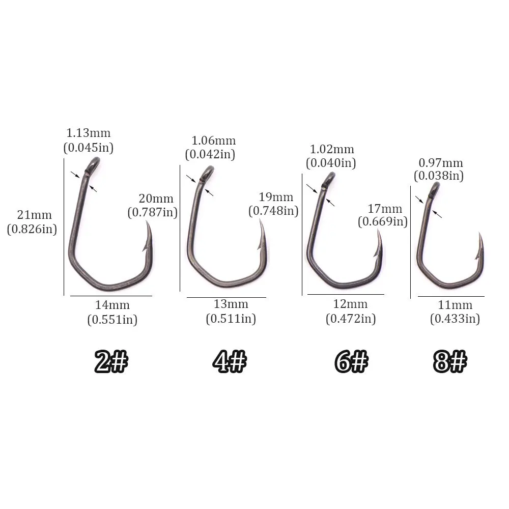 20 piezas anzuelos de pesca de carpa con Micro púas, gancho de garra con revestimiento de PTFE de acero rico en carbono para alimentador de métodos, accesorios para peces, aparejos - imagen 2