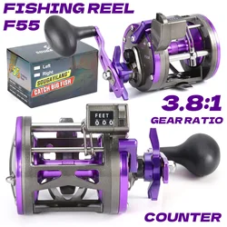 Carrete de Pesca Sougayilang F55, Carrete de Tambor para Pesca de Arrastre, Carrete de Lanzamiento, Carrete para Pesca en Barco y Océano, Carrete de Baitcasting Redondo, Pesca