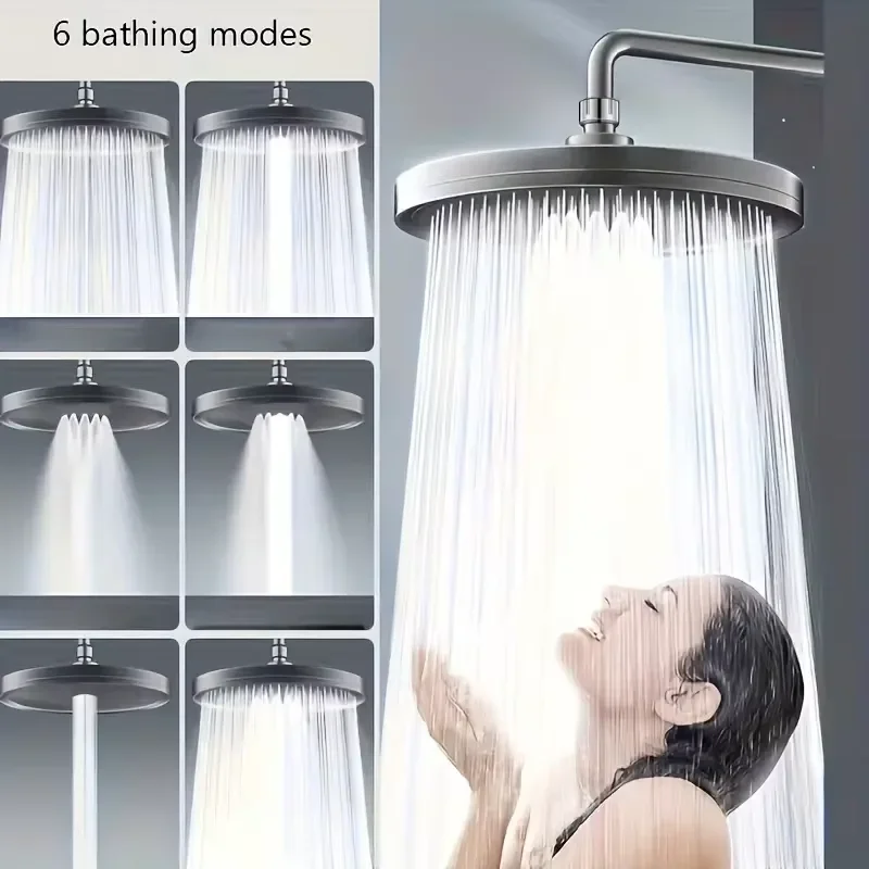 Cabezal de ducha de lluvia de 6 modos, cabezales de ducha de lluvia superiores de alta presión, accesorios para grifos de ducha de baño con filtro - imagen 3