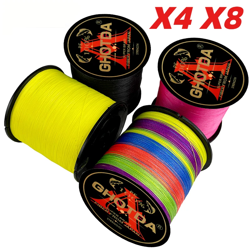 GHOTDA-sedal de pesca de PE, multifilamento trenzado, 4/8 hebras, accesorios de cable tejido, cable principal de juego grande de 1000M para agua dulce/salada