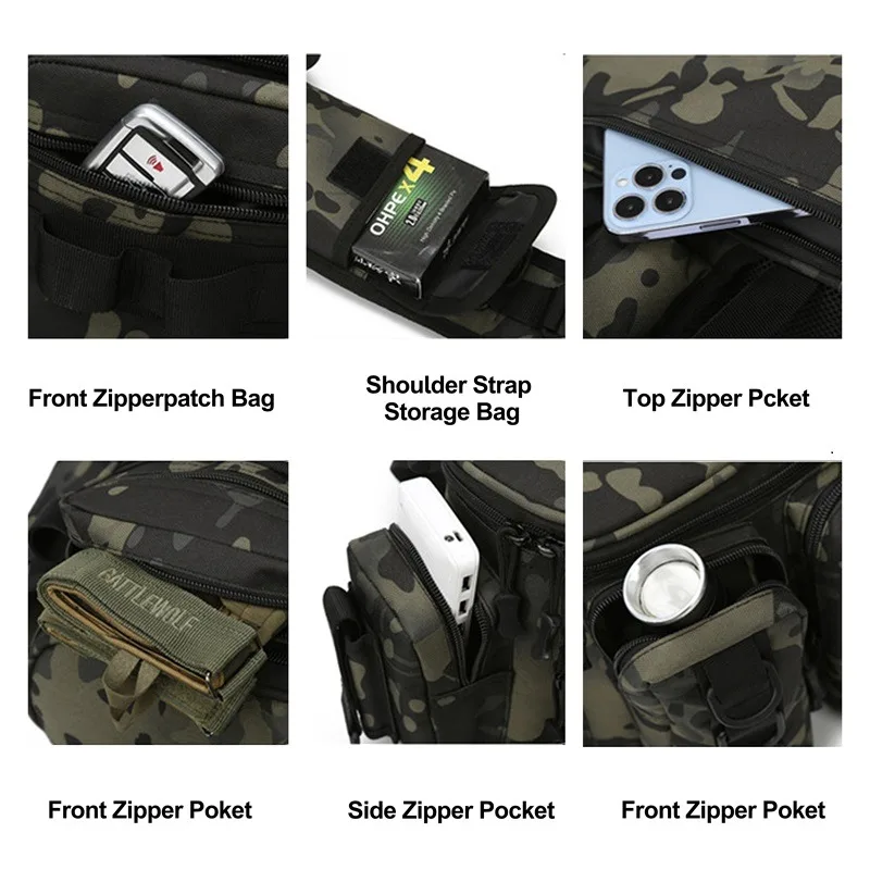 Bolso de hombro de pesca, riñonera de pesca multifuncional, almacenamiento para cebo de pesca, bolsa al aire libre adecuada para montar y montañismo - imagen 3