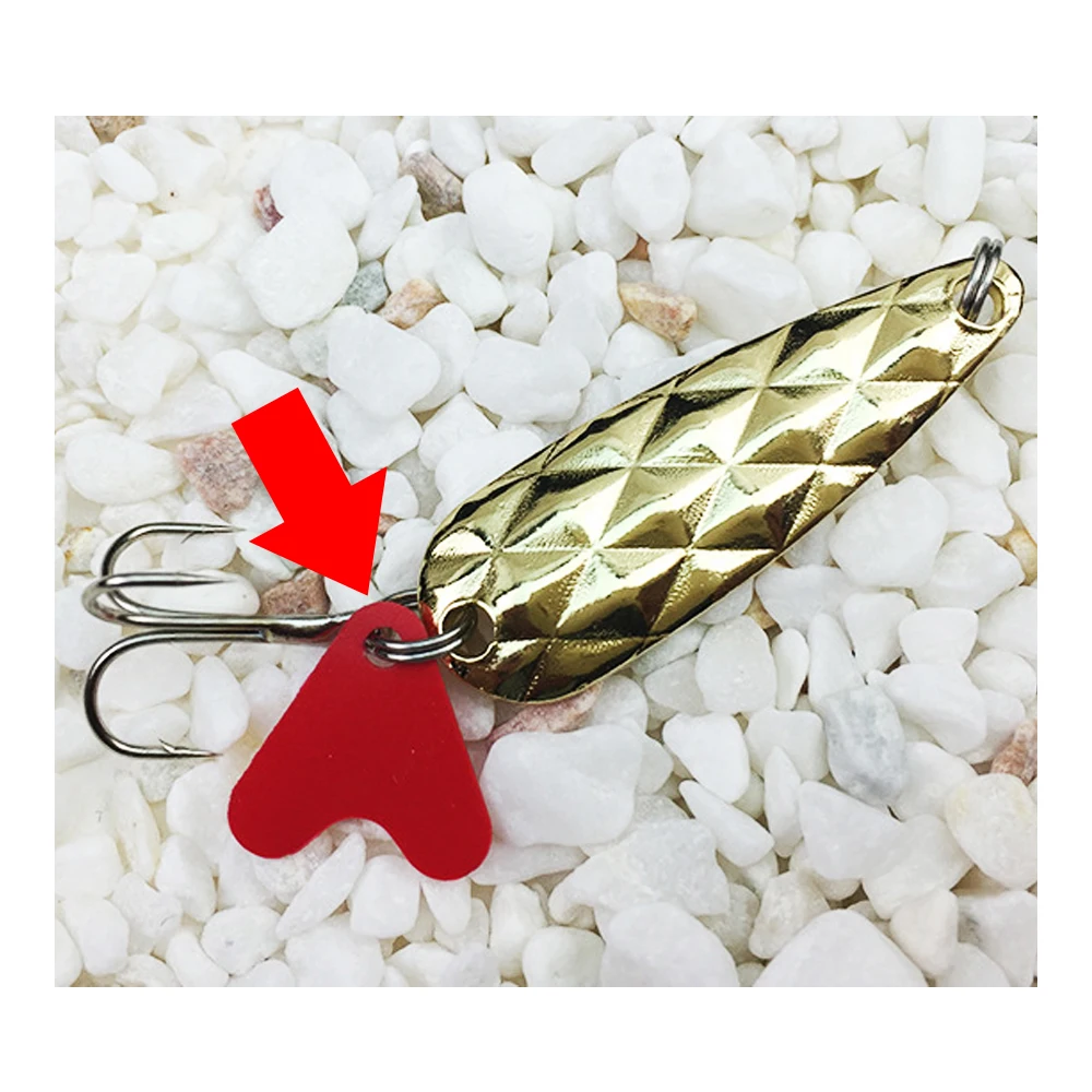 50 Uds S/M/L cola de pez de plástico rebanada de corazón rojo cebo simulado brillo Luya montar accesorios tentación - imagen 4