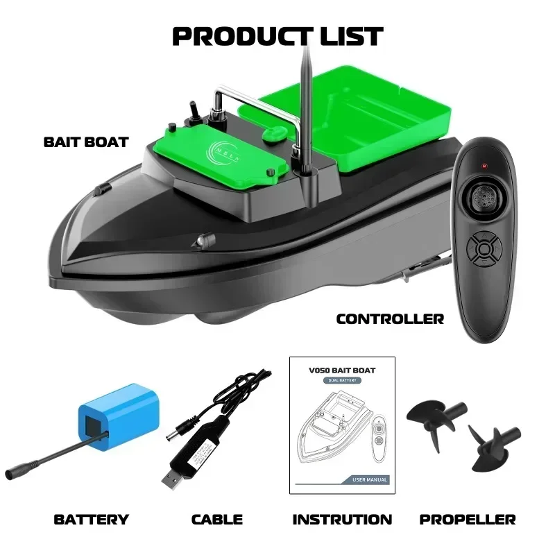 MBLN Barco de cebo RC para pesca, control remoto de 500 m, carga de 2 kg, tolva única, control de crucero, impermeable, fácil retorno - imagen 2