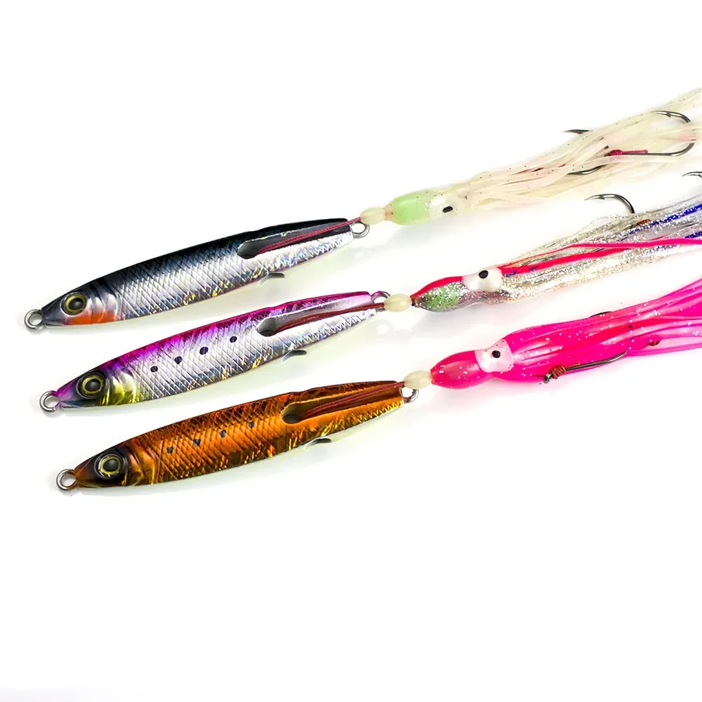 Countbass 3 uds 80g 2,8 oz Inchiku plantillas con gancho de asistencia octoups, Jigging de calamar, Señuelos de pesca de agua salada brillantes, plantillas de pargo inferior - imagen 2