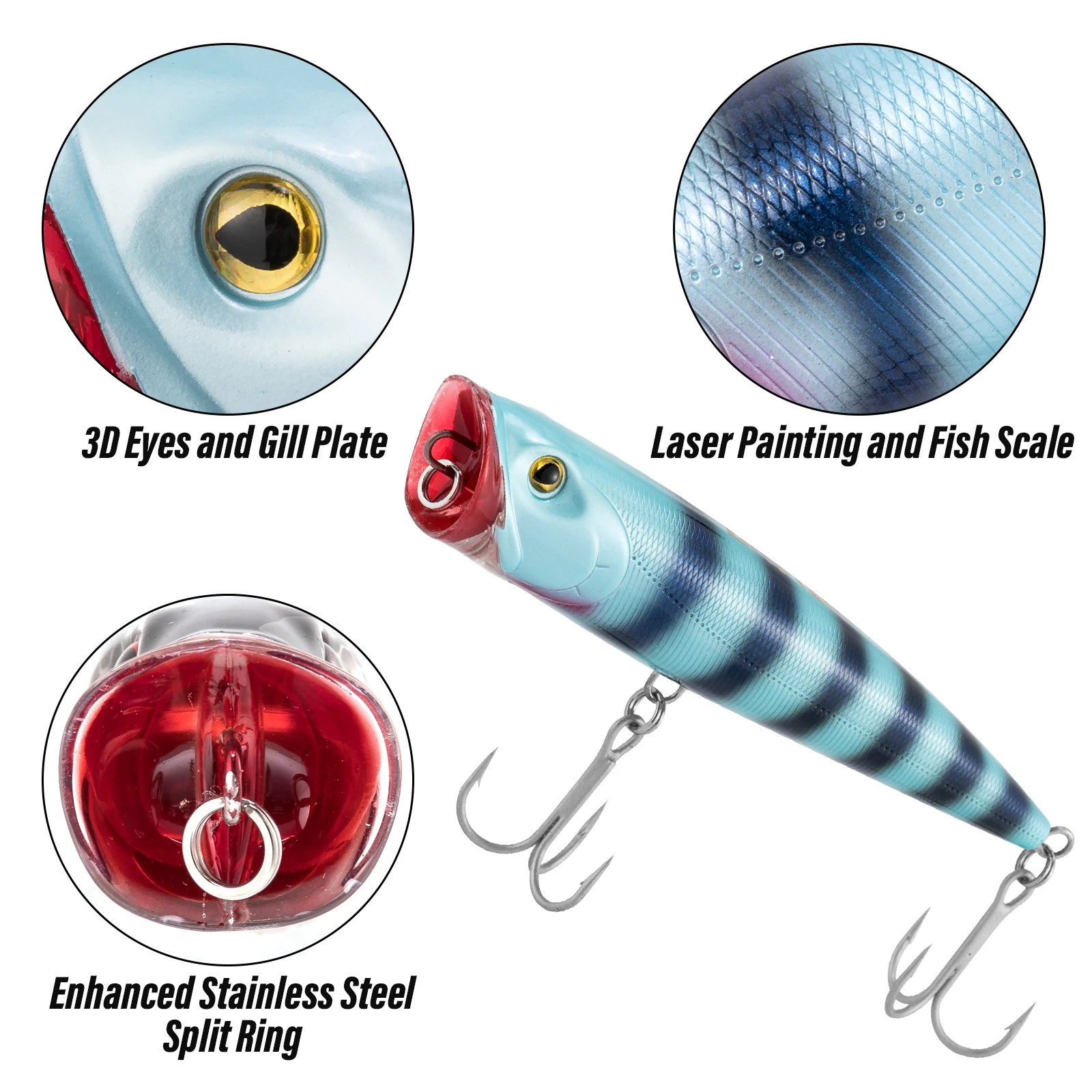 Señuelos de pesca GT Popper de 40g, 14cm, Wobblers, cebo Artificial para tapón de agua salada, atún, Surf, pesca, trucha, lubina, juego grande en alta mar - imagen 4