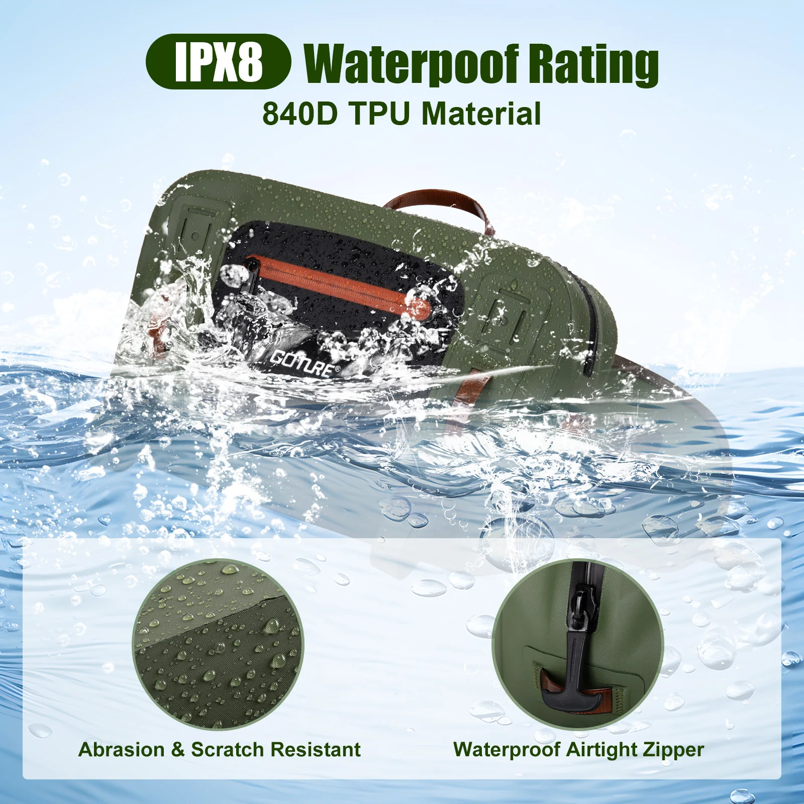 Goture ultraligero 10L impermeable pesca con mosca riñonera 34,5x23x12,5 cm con estante para caña almacenamiento múltiples bolsillos bolsa de pecho de pesca - imagen 4