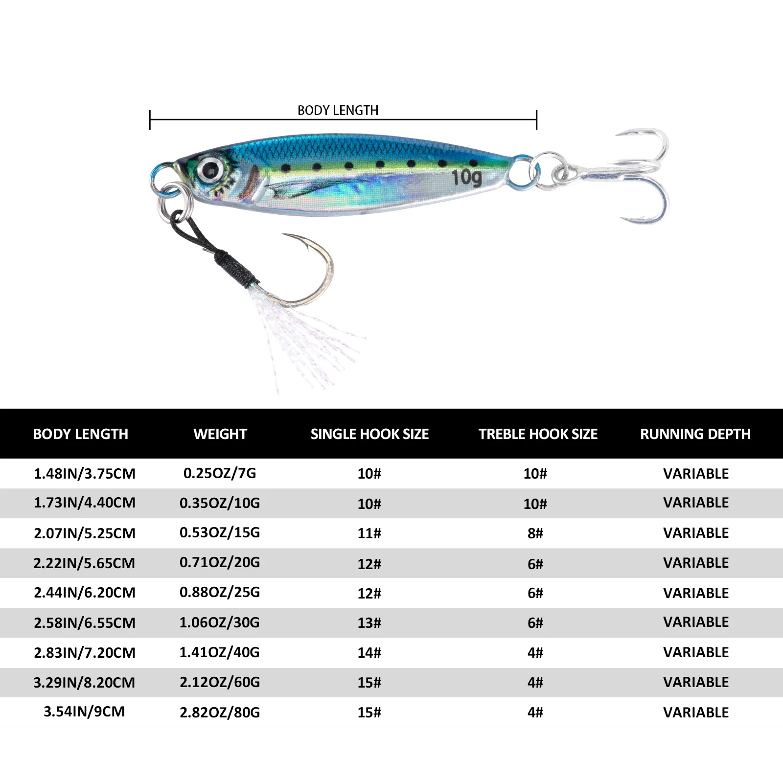 Cuchara Jigging Goture con anzuelo auxiliar y triple para mar - imagen 2
