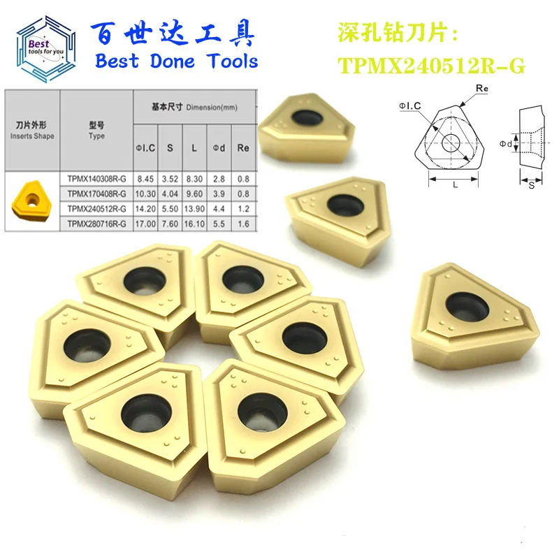 10 piezas TPMX 140308   TPMX 170408 R TPMX 240512 Herramientas de corte CNC R, insertos de perforación de agujeros profundos de carburo con recubrimiento - imagen 3