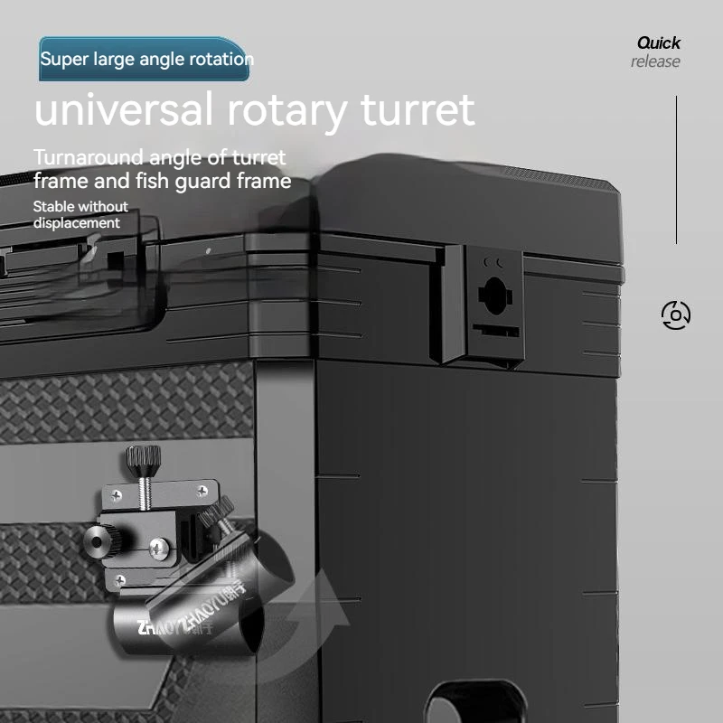 Accesorios de caja de pesca, juego de tres piezas, estante de torreta de aleación de aluminio y magnesio, cesta de pescado, caja de cebo, negro y rojo - imagen 2