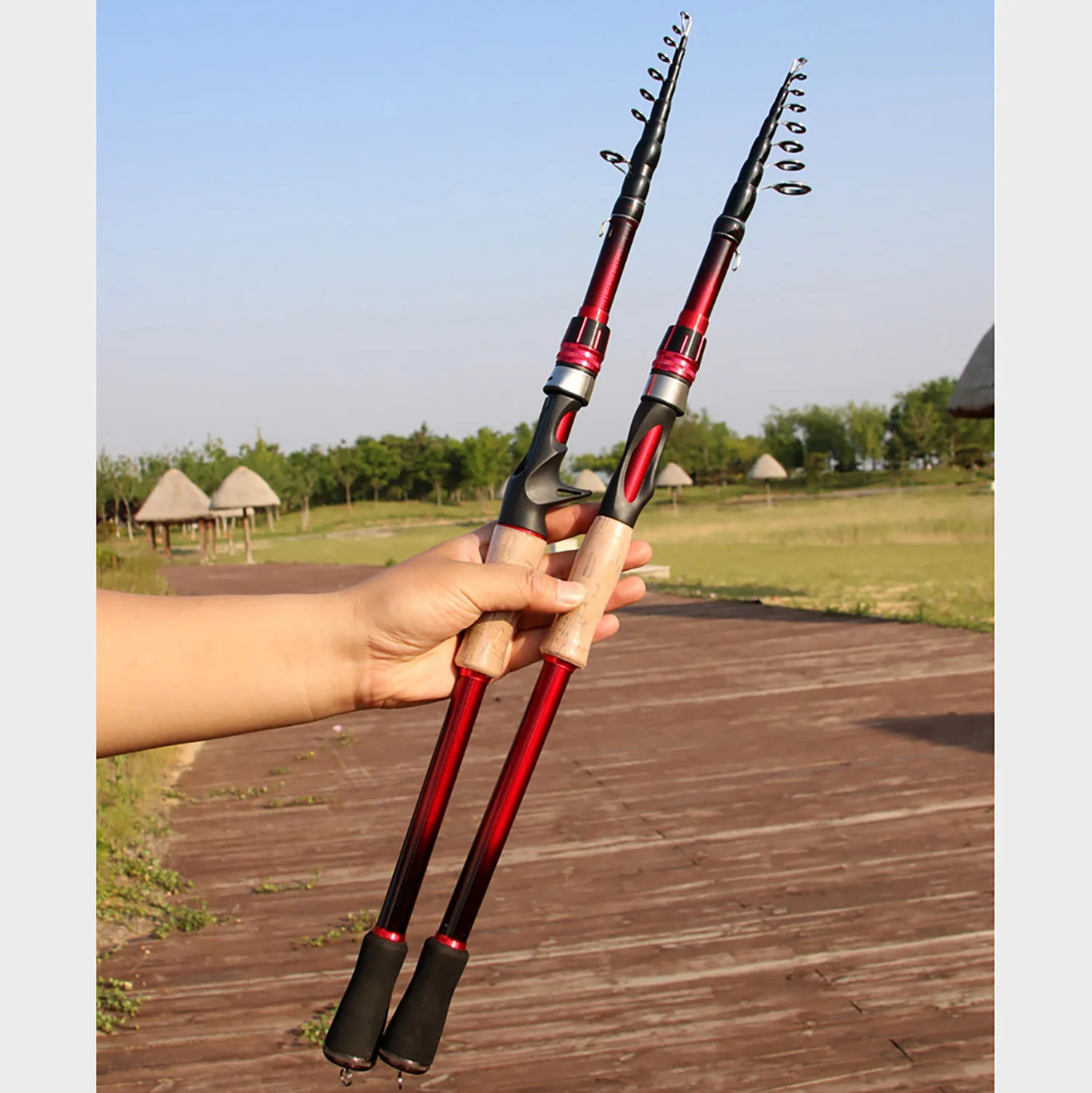 JOSBY-caña de pescar telescópica giratoria, señuelo de fundición de carbono, fácil de llevar, Pesca de agua salada de mar, 2,1/2,4/2,7/3,0 m, 30T, 5-35g - imagen 5