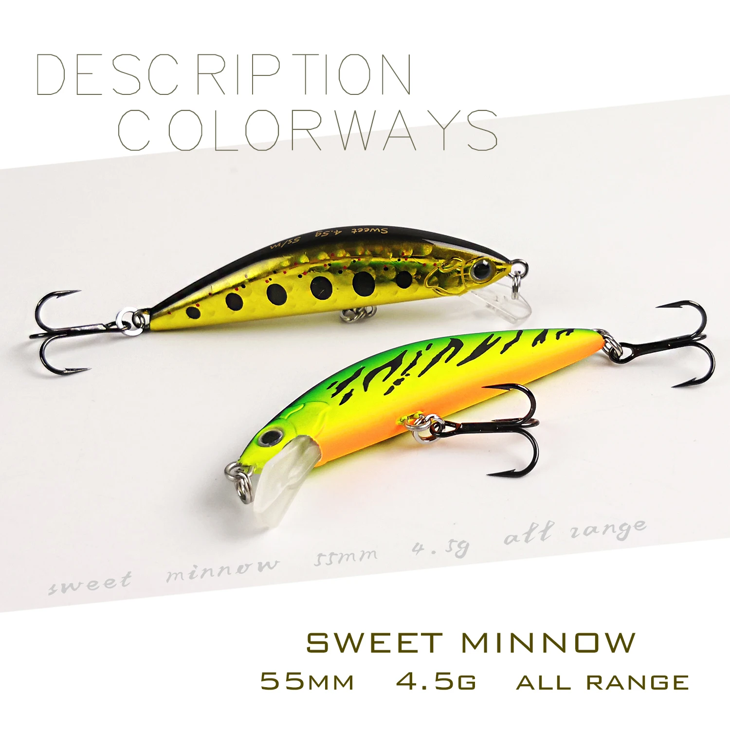 Castfanatic 4,5g señuelos de pececillo que se hunden Sweet55 Crankbait Shad Jerkbait Wobblers corriente trucha Wobblers cebos de Pesca - imagen 5