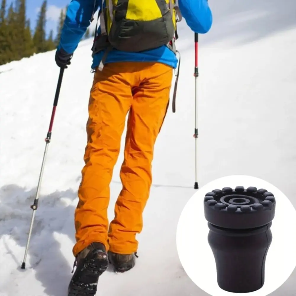 Almohadillas inferiores antideslizantes para bastón de muleta, Protector de punta de bastón de goma negro, resistente al desgaste, 16/19/22mm, 2 uds. - imagen 2