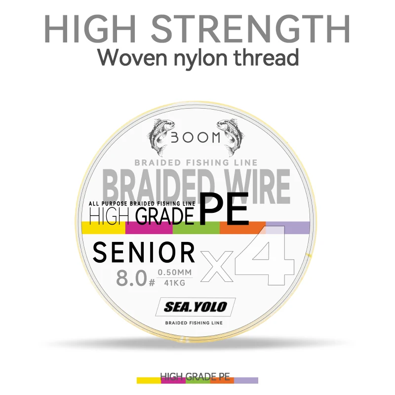 Sea.Yolo-sedal de pesca trenzado de 4 hebras, 300M, PE, 8-90LB, multifilamento, pesca de carpa suave para pesca en el mar - imagen 4
